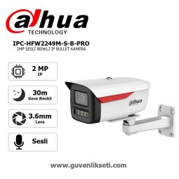Dahua IPC-HFW2249M-S-B-PRO 2mp WizColor Gece Renkli ve Sesli ip Bullet Kamera